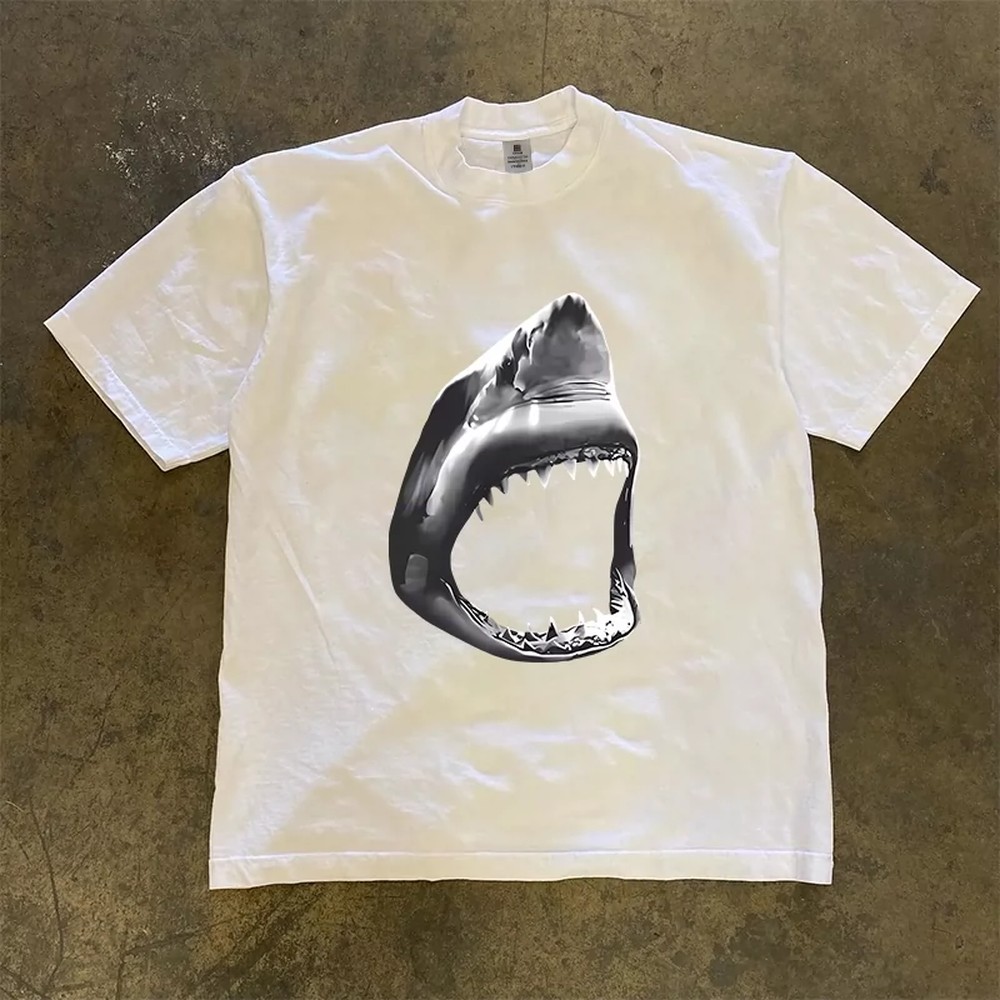 Women'S Fashion Graphic Tees - Koszulka z rekinem białym dla mężczyzn