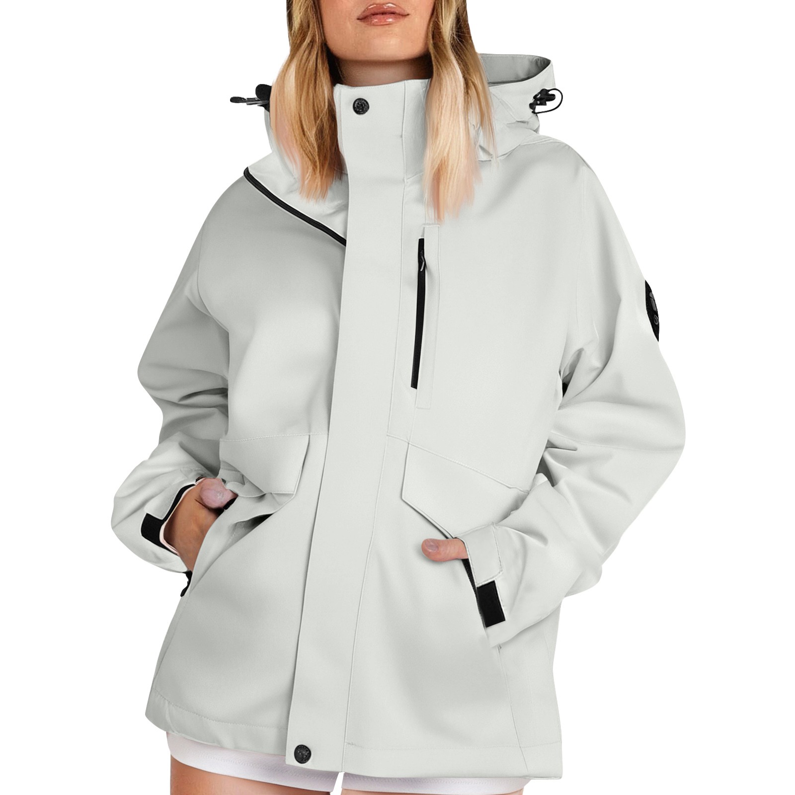 Women'S Fashion Rain Jacket - Damskie lekkie kurtki trekkingowe Jednokolorowa luźna
