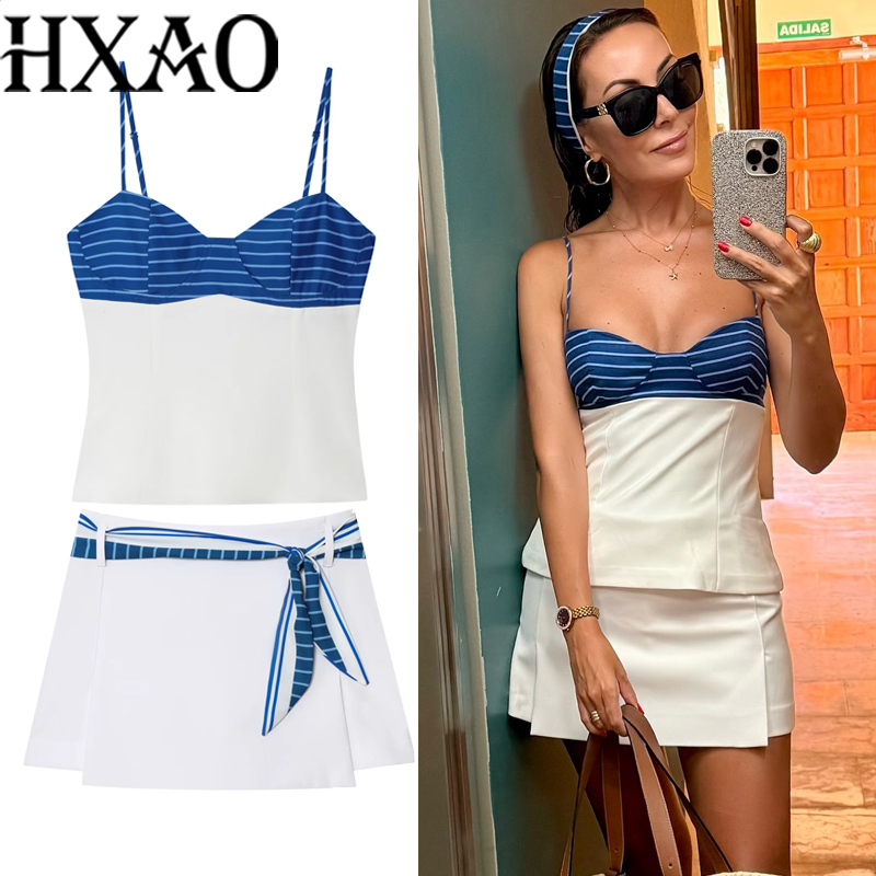 Corset Top Boned - HXAO Damski Zestaw Spódnicowy Krótki Zestaw