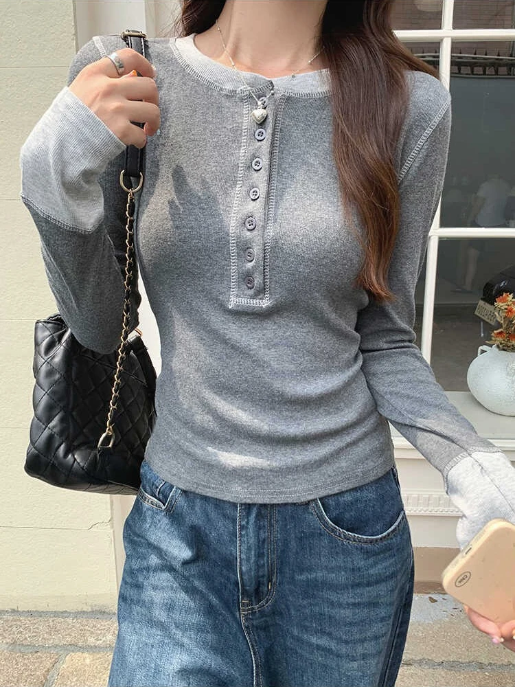 Women'S Fashion For 2025 - Koszulka patchworkowa Y2K 2025, kontrastowa bluzka