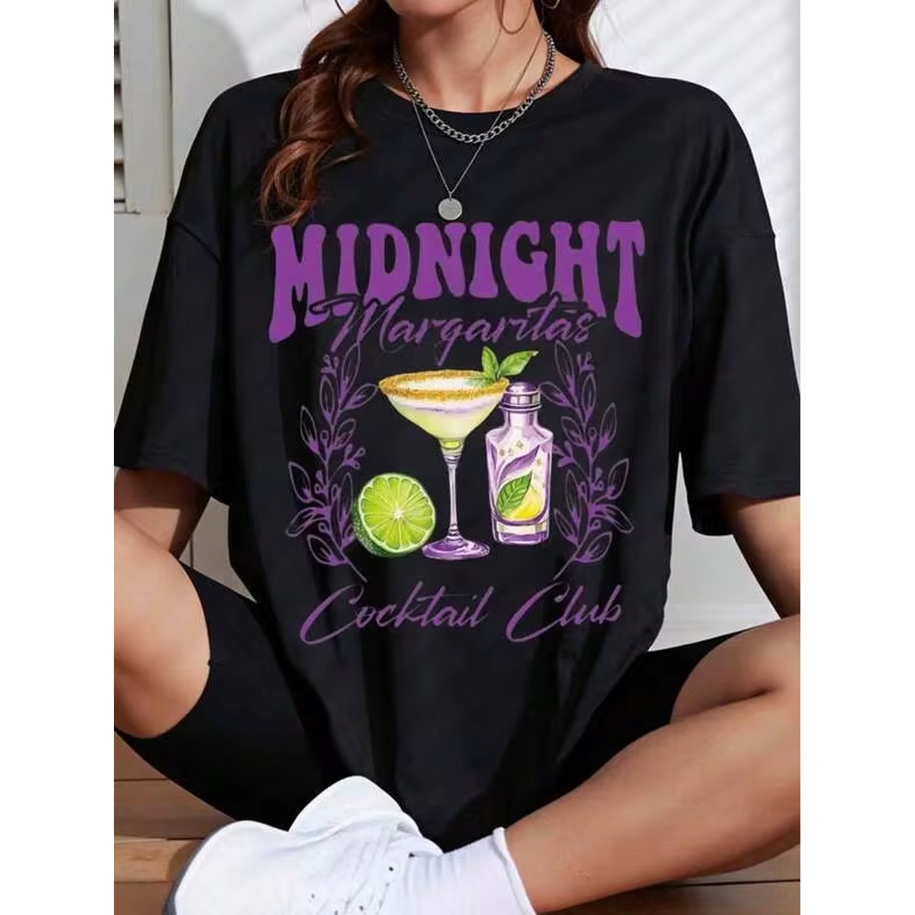 Women'S Fashion Graphic Tees - Koszulka damska Midnight Margaritas Cocktail Club,