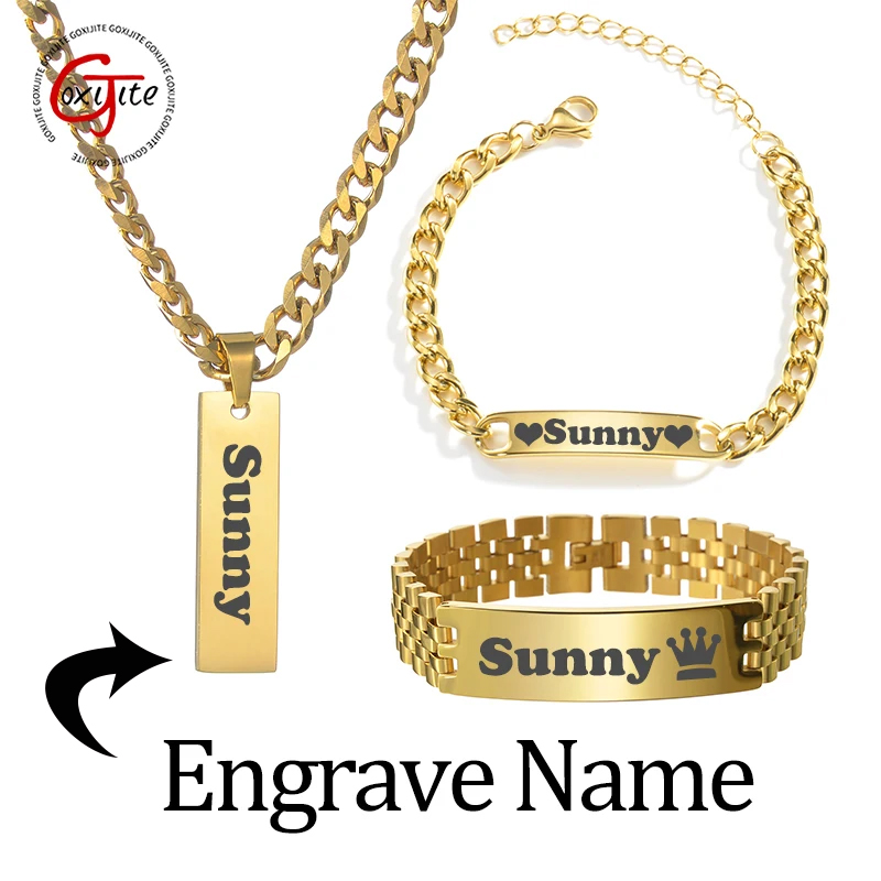Women Fashion Names - Zestaw naszyjnika z grawerowanym imieniem Goxijite