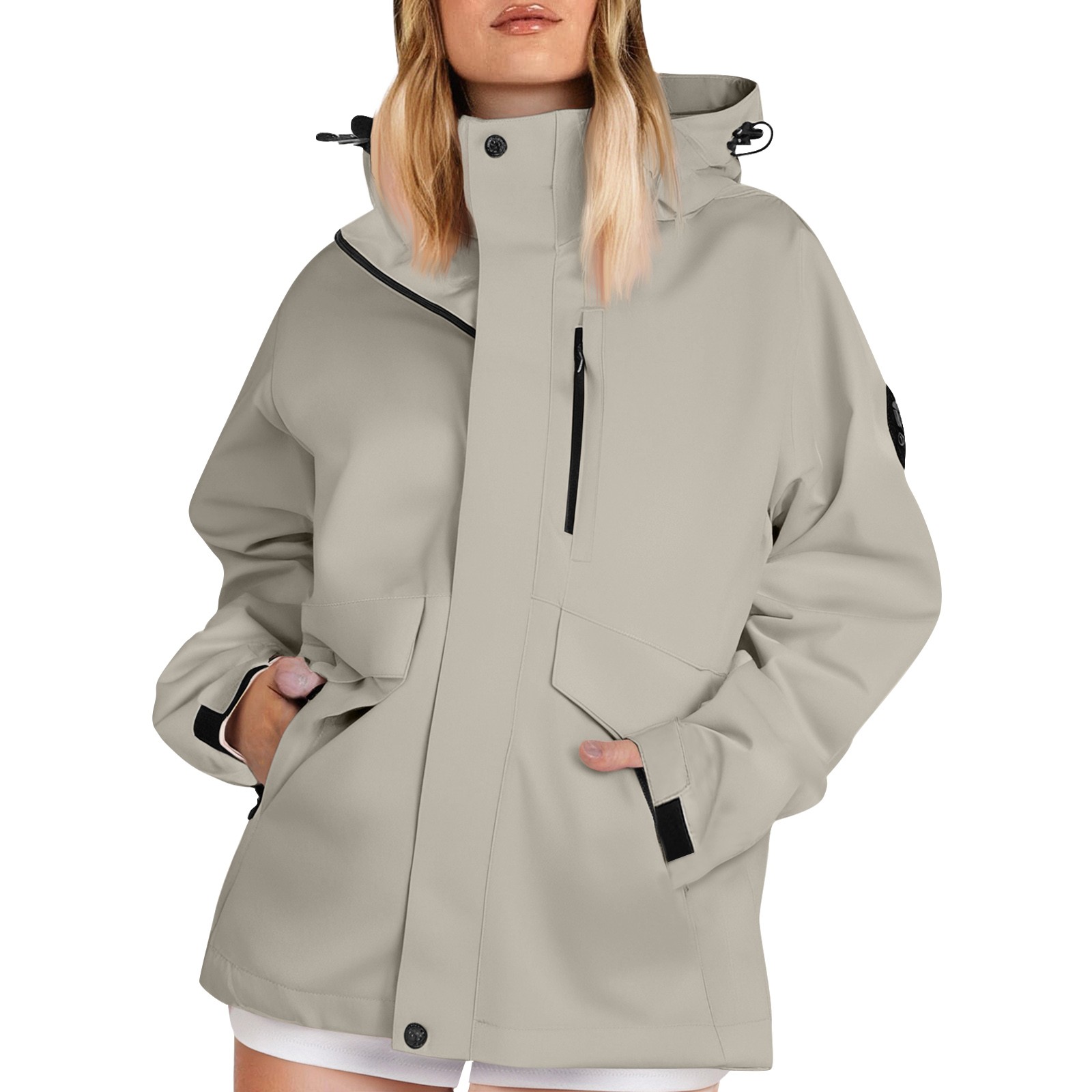 Women'S Fashion Rain Jacket - Jesienne damskie lekkie kurtki trekkingowe Jednokolorowe