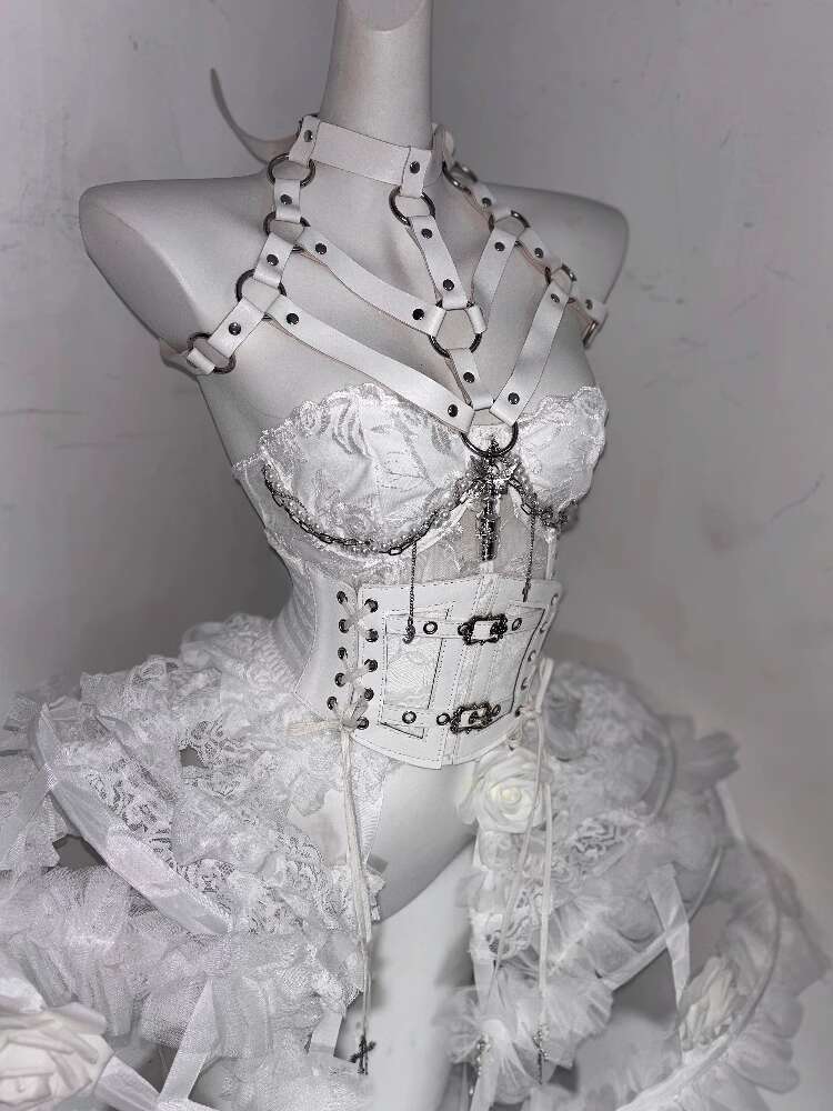 Corset Top Boned - Kostium Lolita Kwiatowy Gorset z Fiszbinami,
