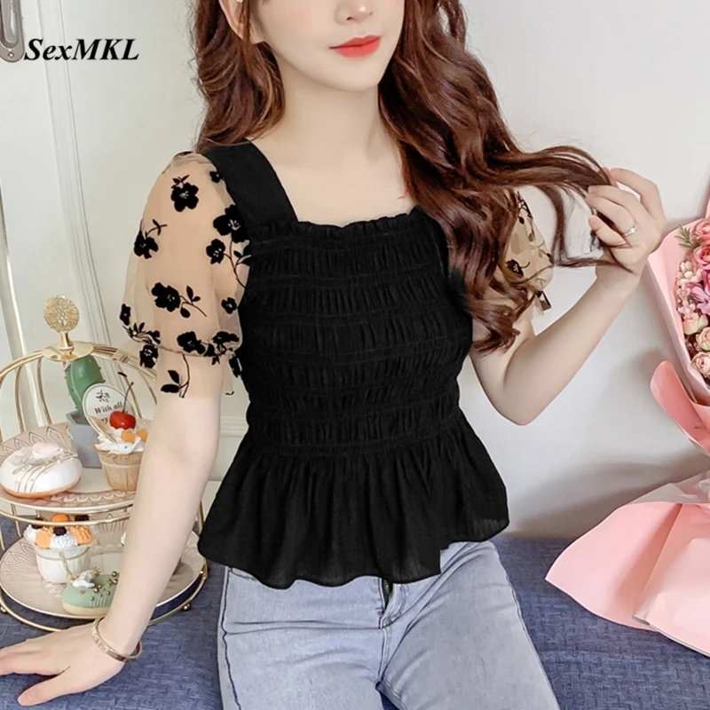 Corset Top Boned - Letnia bluzka z bufiastymi rękawami i