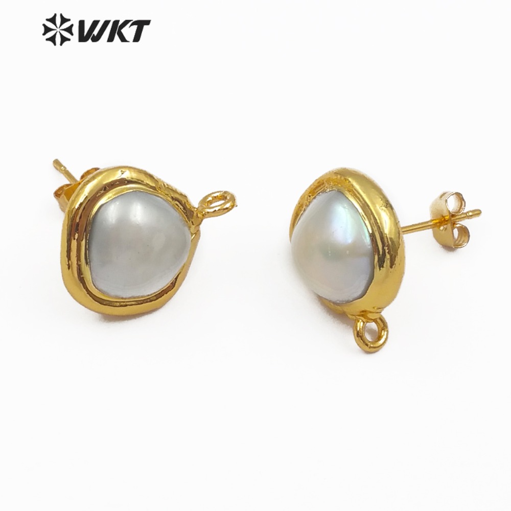 Women'S Fashion Vogue - WT-JF301 Perłowa biżuteria, pozłacane kolczyki z