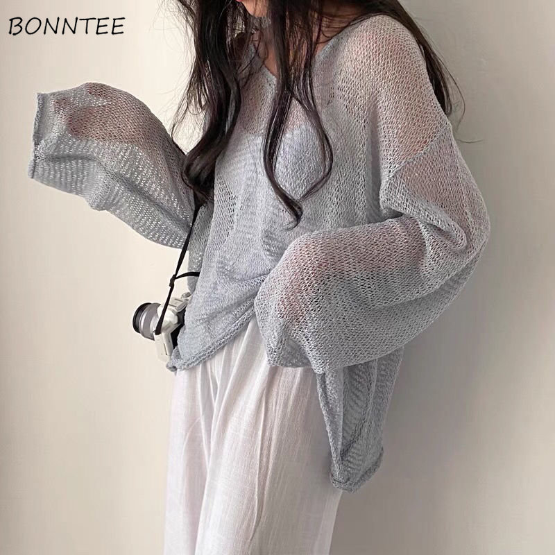 Women'S Fashion Designer Clothes - Cienkie swetry kobiety dzianiny drążą ochrony
