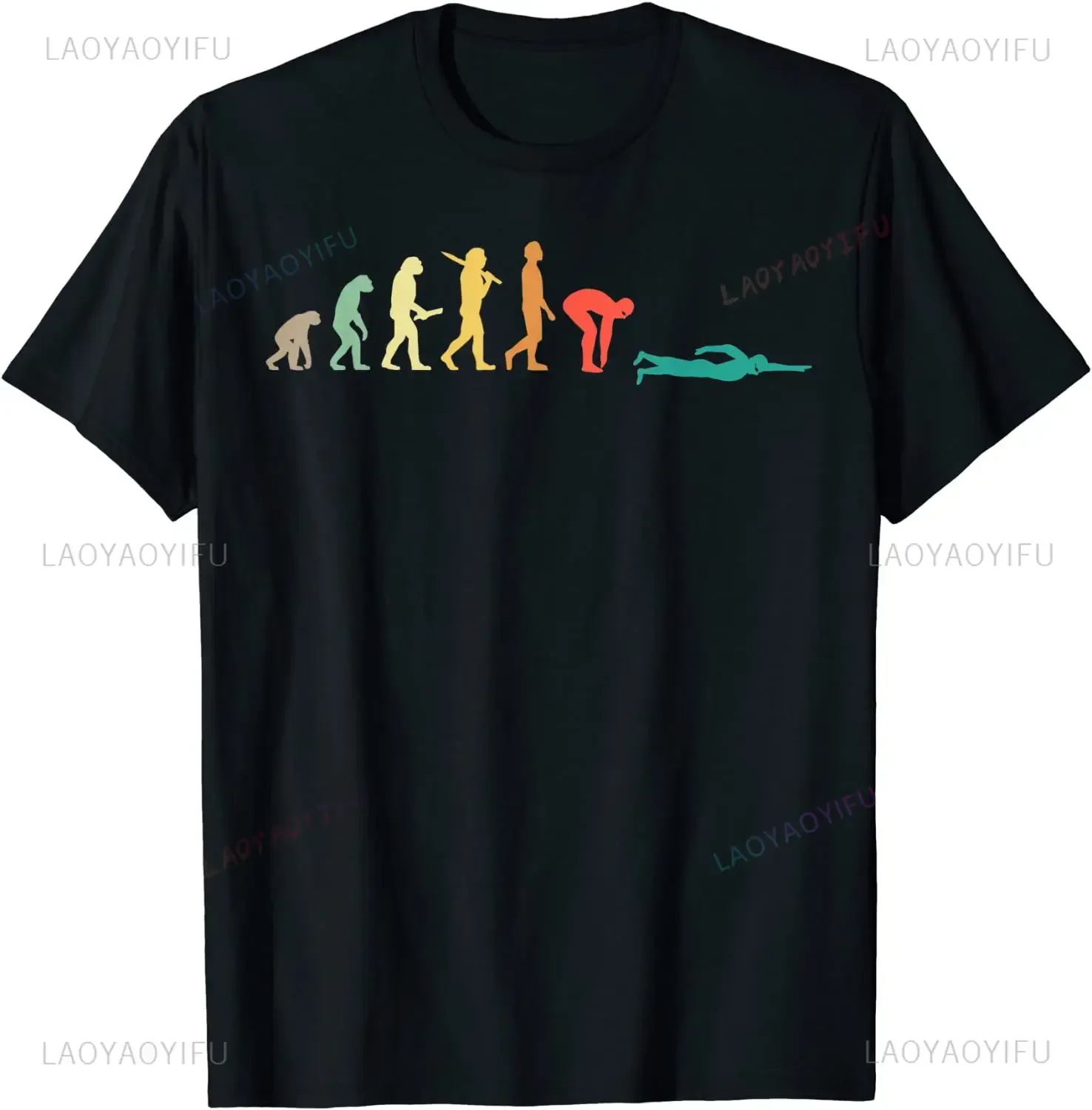 Women'S Fashion Graphic Tees - Retro Graphic Swimming Evolution Gift for