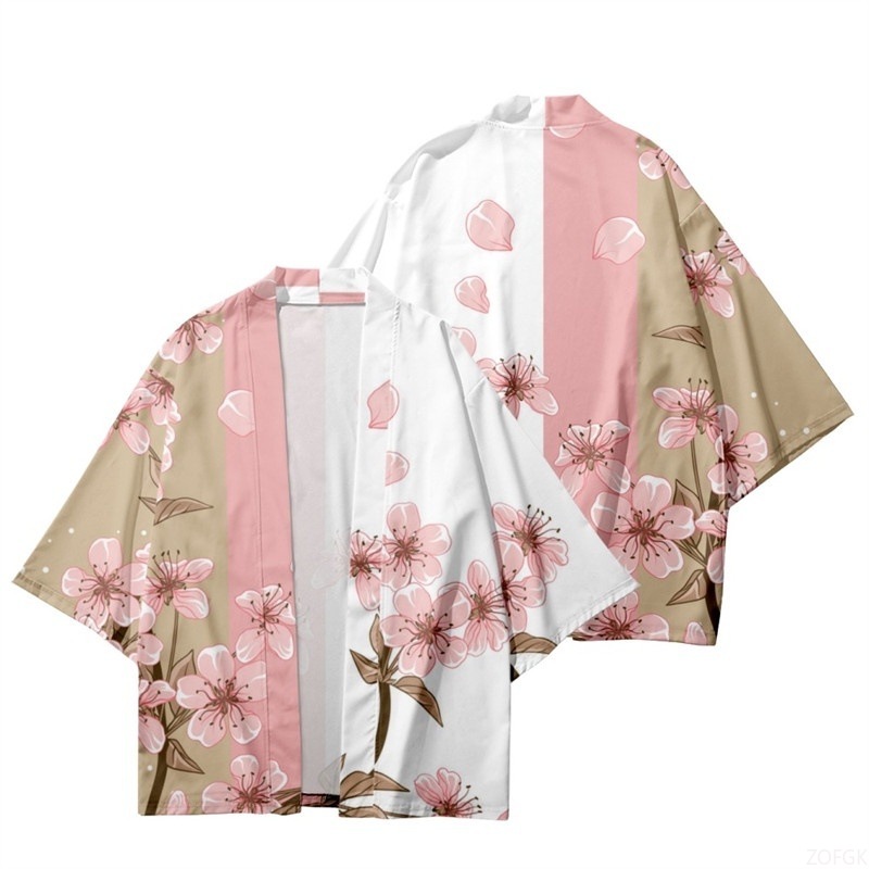 Women Fashion Blouse - Letnie damskie kimono z kwiatowym nadrukiem,