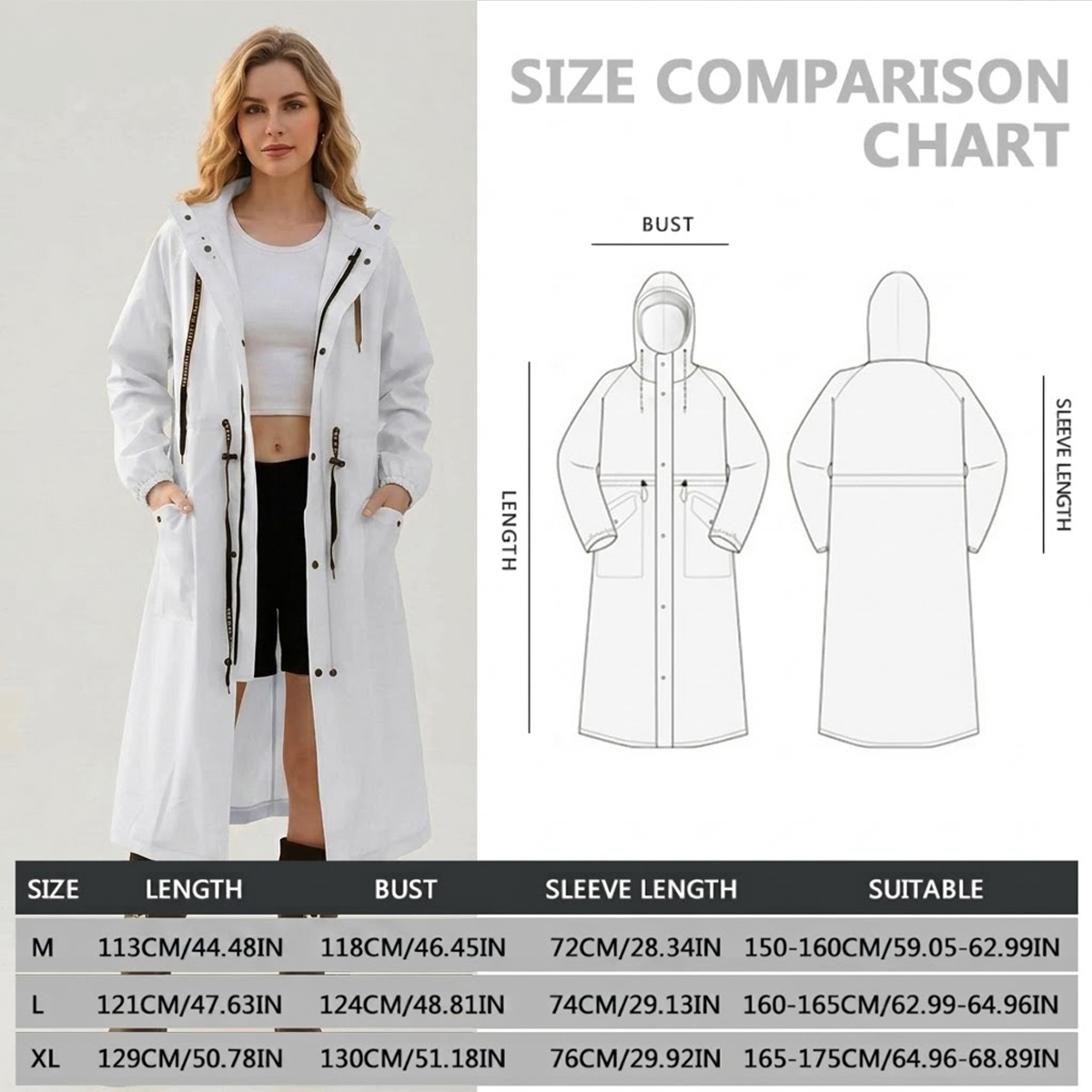 Damska długa wodoodporna kurtk – Women'S Fashion Rain Jacket recenzja i cena
