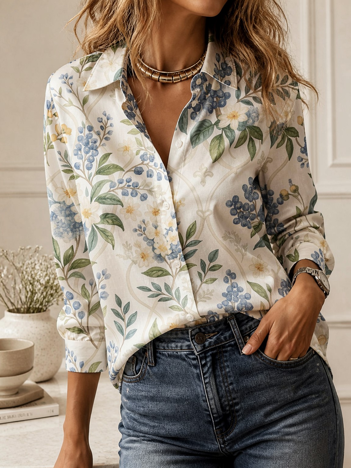 Uniwersalna bluzka z kołnierzy – Women Fashion Blouse recenzja i cena