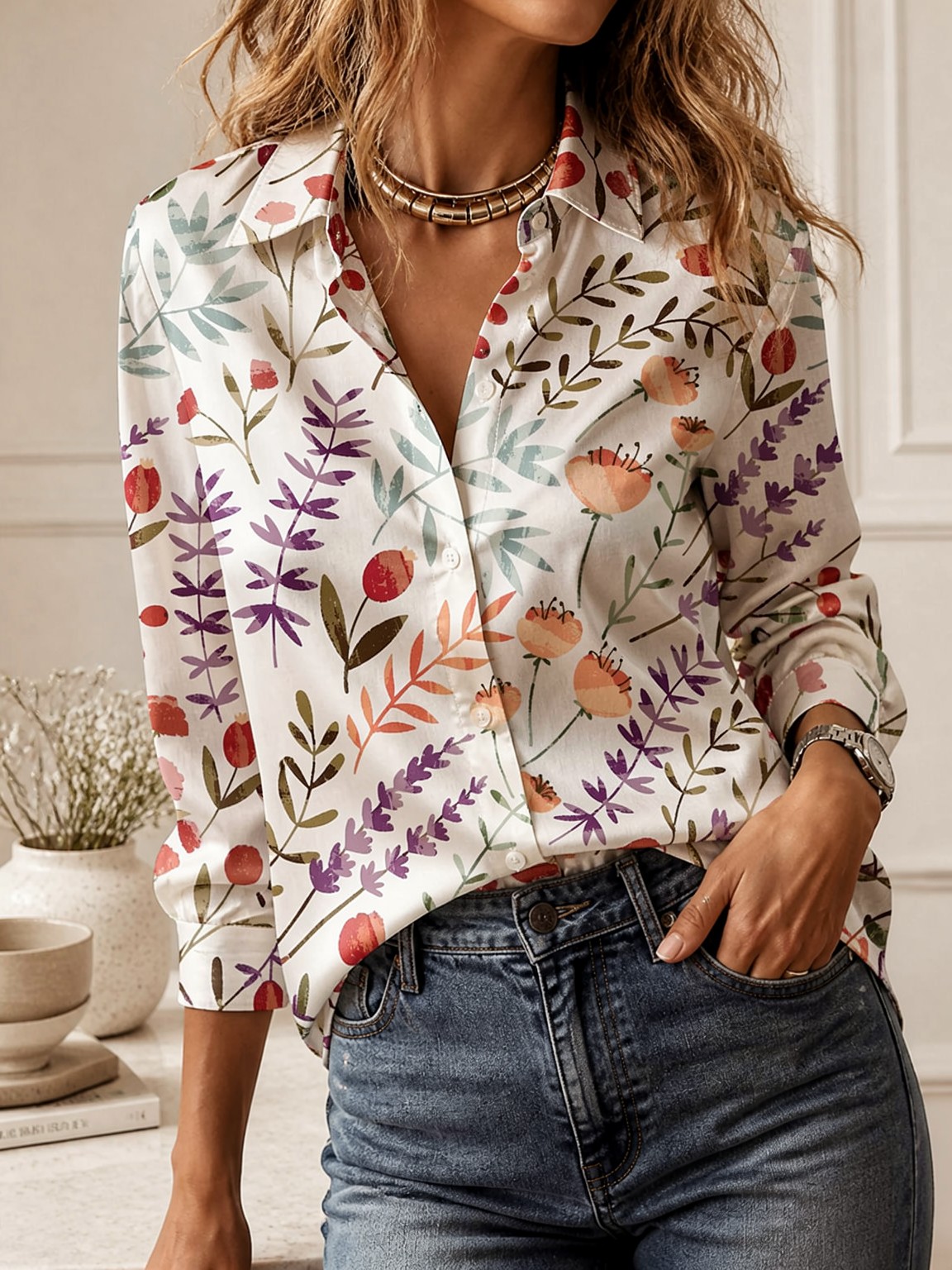 Uniwersalna bluzka z kołnierzy – Women Fashion Blouse recenzja i cena
