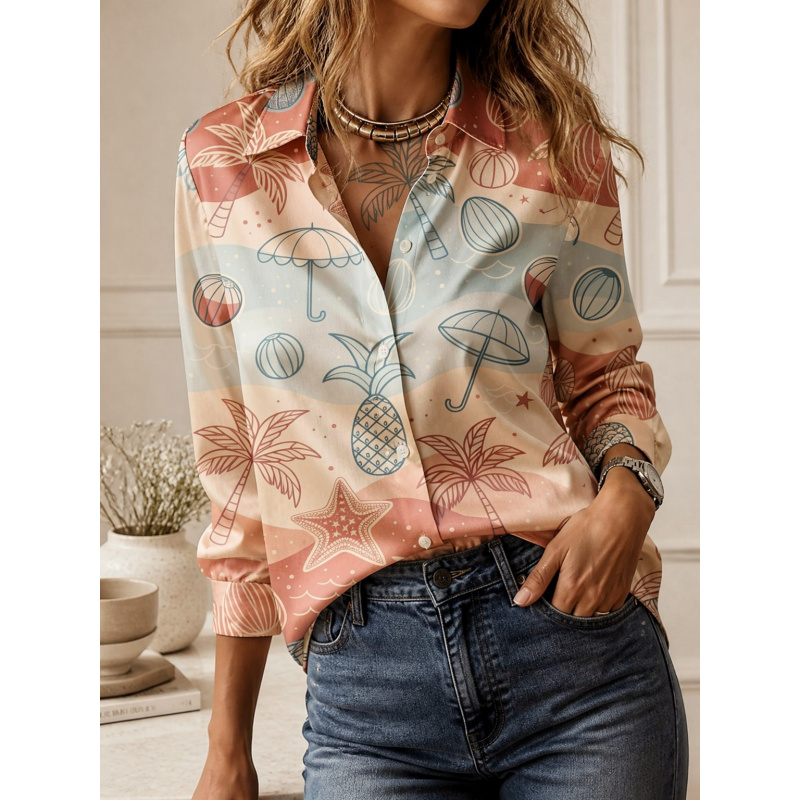Koszula z kołnierzykiem, długi – Women Fashion Blouse recenzja i cena