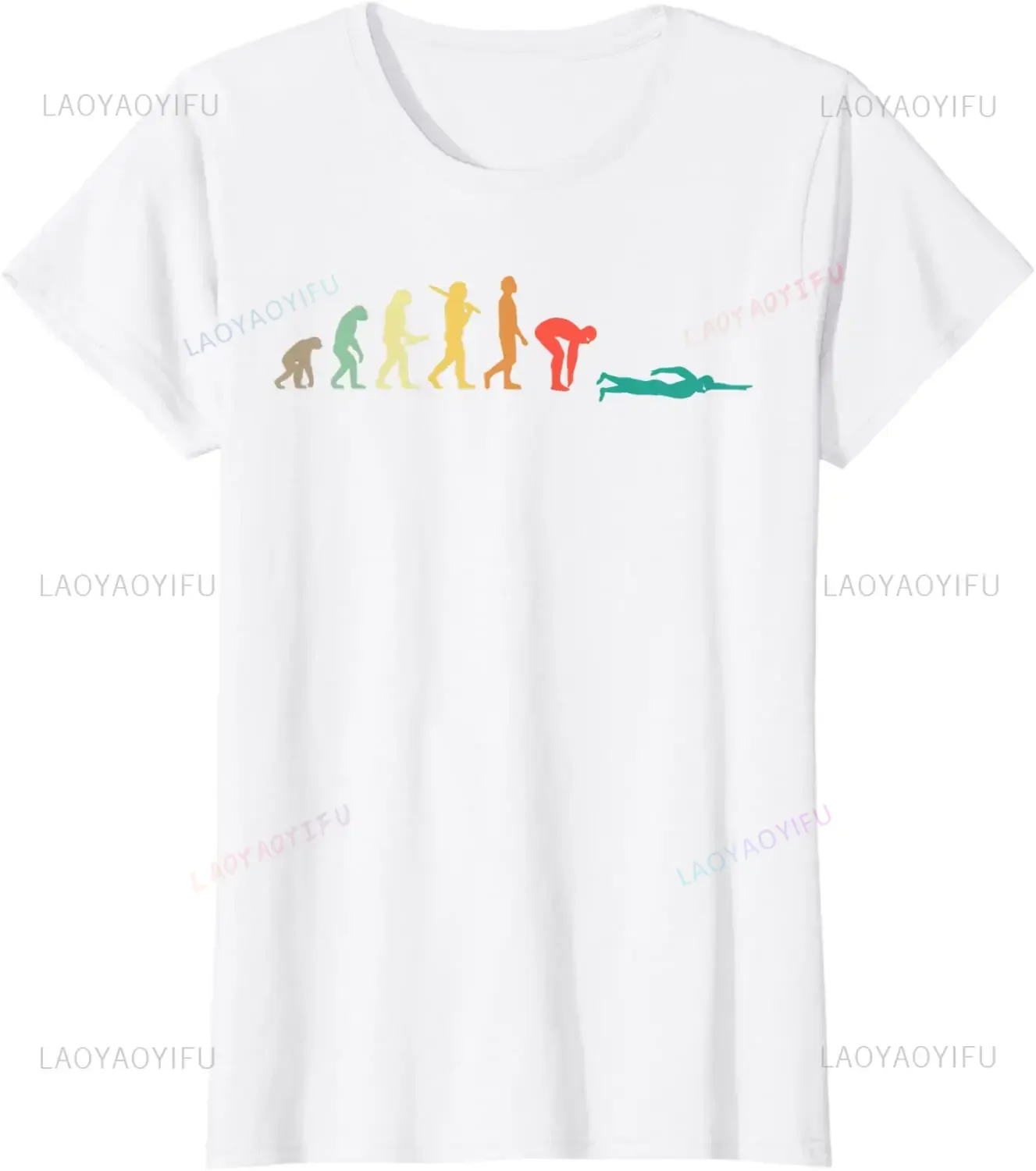 Retro Graphic Swimming Evoluti – Women'S Fashion Graphic Tees recenzja i cena