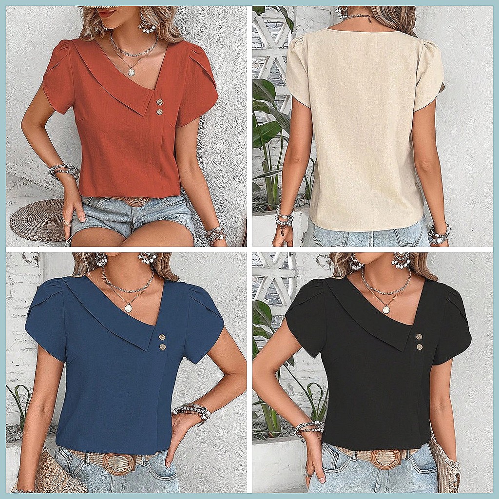 Damska bluzka w jednolitym kol – Women Fashion Blouse recenzja i cena